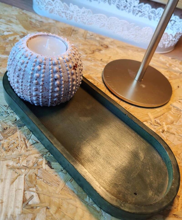 Ensemble plateau et boule bougie chauffe plat