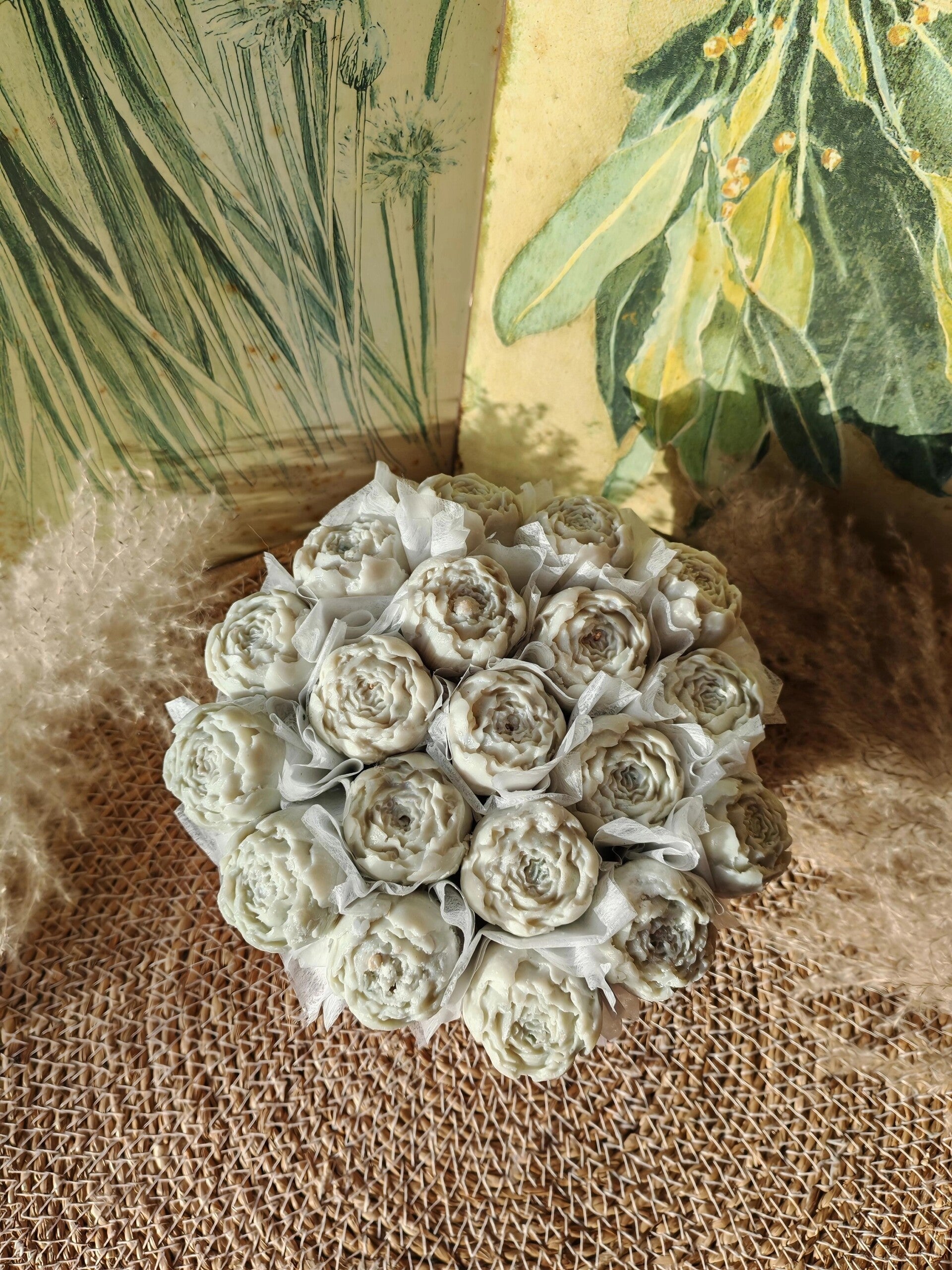 Bouquet de pivoines vert sauge