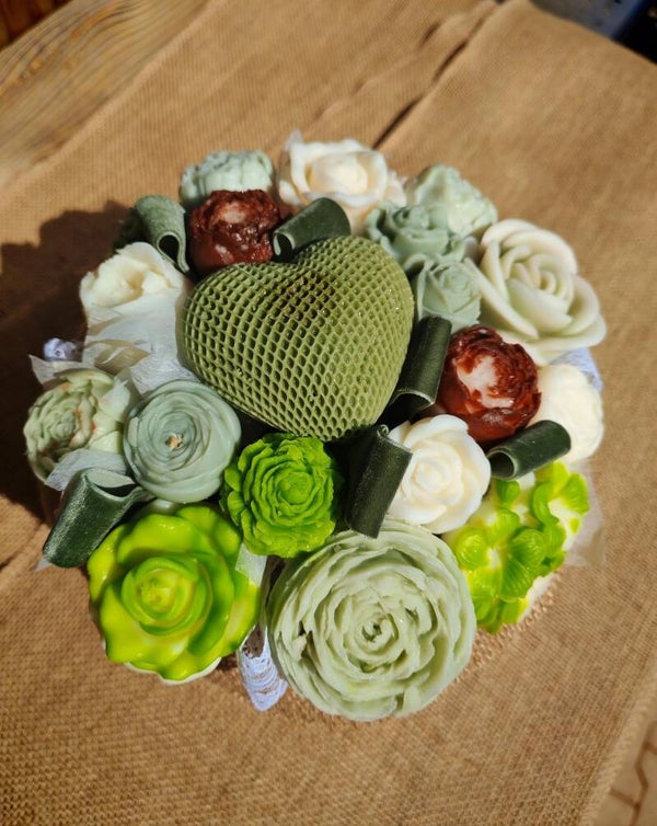 Bouquet Vert, marron et blanc