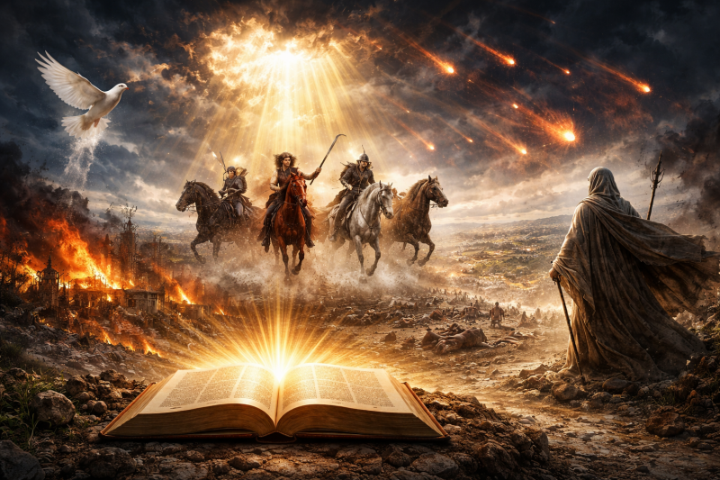 Kom en zie! En ik zag, en zie: een grauw paard en die erop zat, ZIJN NAAM WAS DE DOOD, en het rijk van de dood volgde hem