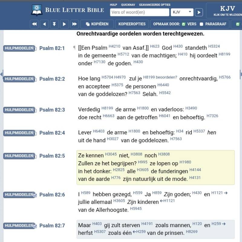 Blueletterbible.org Psalm 82 met Strong-aanduidingen.