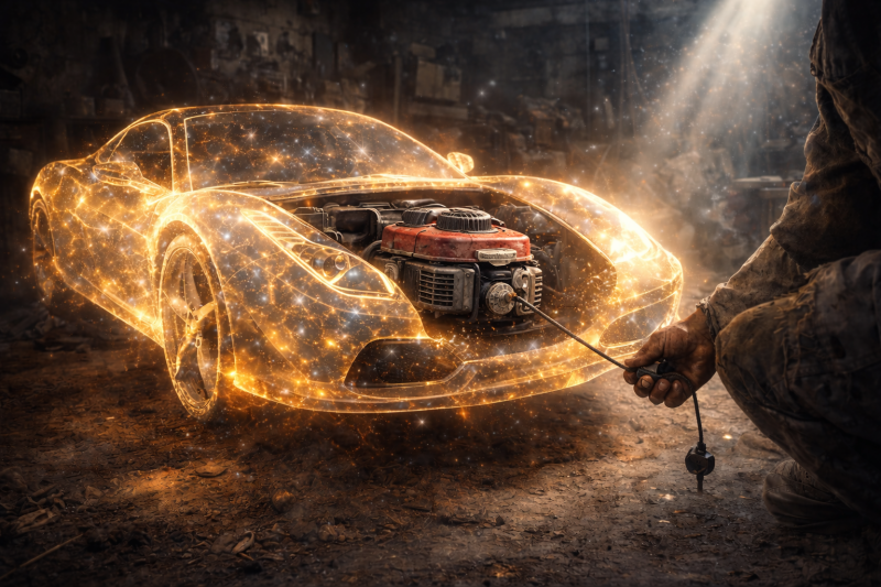 Downcycling: Ferrari met grasmaaiermotor 