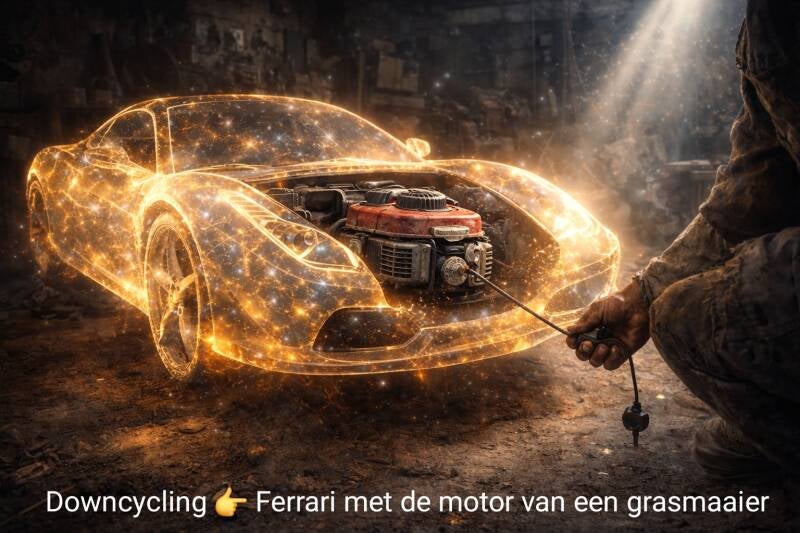 Downcycling: een Ferrari met een grasmaaier moter 