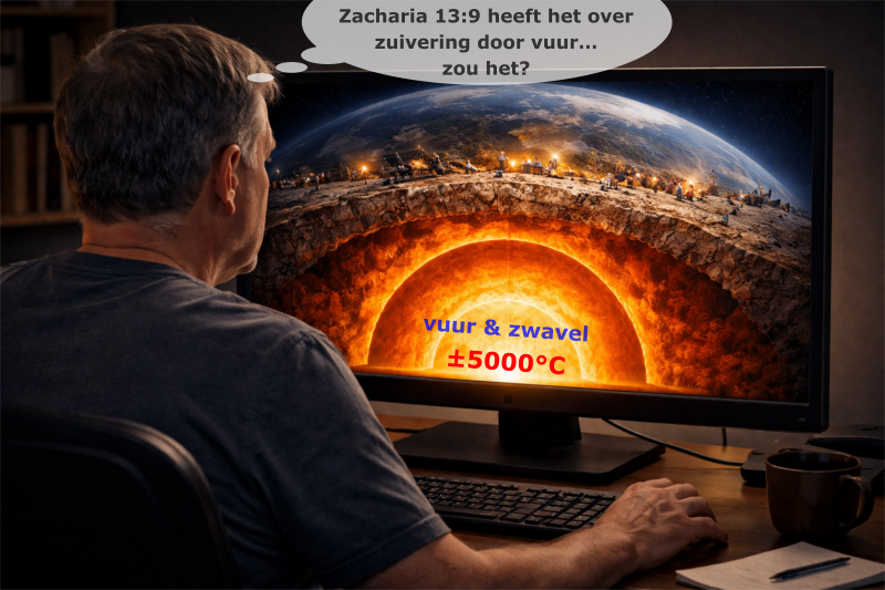 'Ik zal dat derde deel in het vuur brengen en het louteren, zoals men zilver loutert. Ik zal het beproeven, zoals men goud beproeft. Het zal Mijn Naam aanroepen en Ík zal het verhoren. Ik zal zeggen: Dit is Mijn volk; en zij zullen zeggen: De HEERE is mij