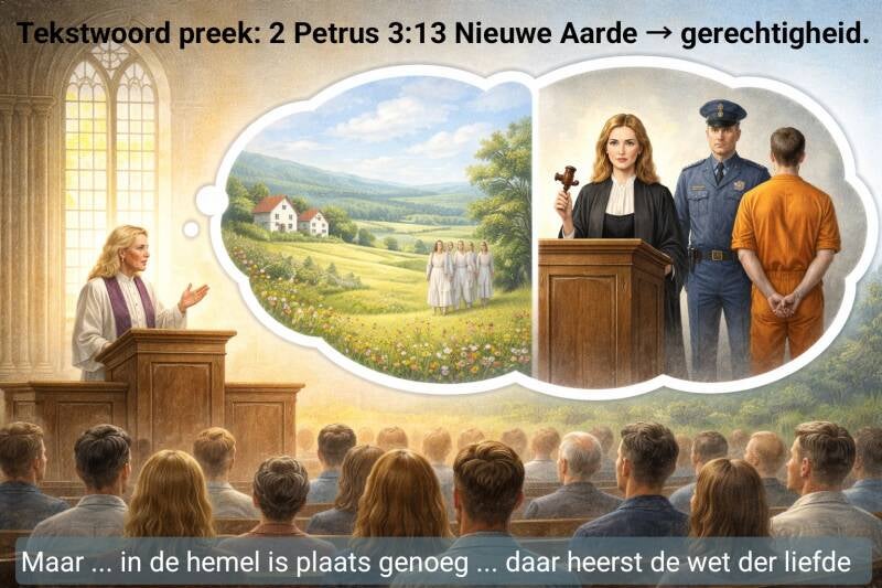 2 Petrus 3:13 de nieuwe aarde waar gerechtigheid woont, maar ... in de hemel is plaats genoeg, daar... is de wet der liefde. 