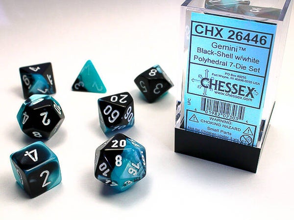 Gemini Polyhedral Black/Shell White - Chessex Dice