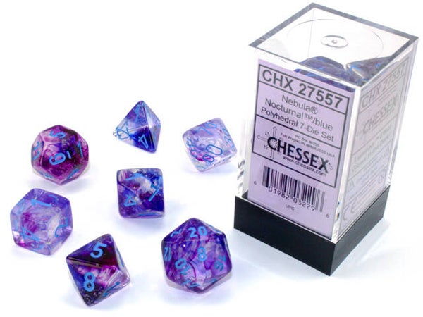 Nebula Nocturnal/Blue Luminary - Chessex Dice
