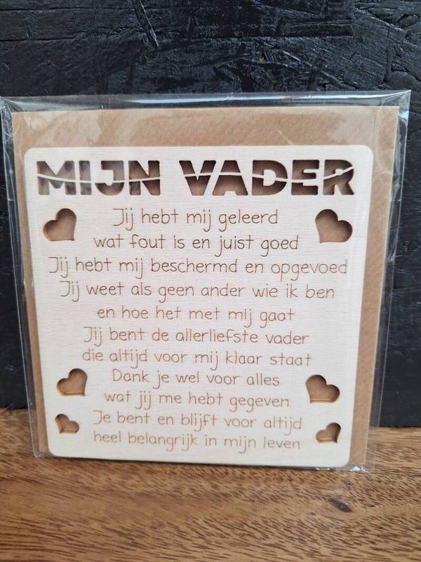 Wenskaart hout Mijn vader