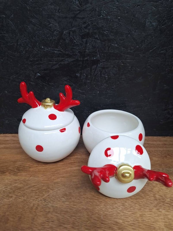 Bewaarpot | Met gewei | Wit-Rood-Goud