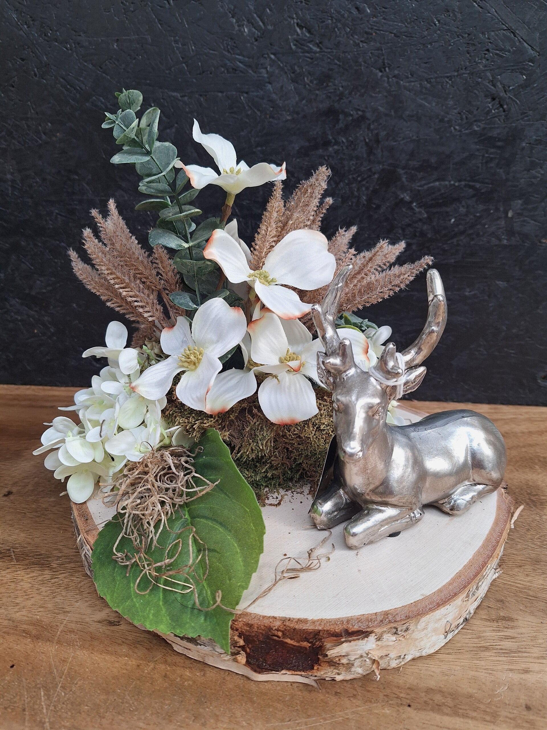 Boomschijf met bloemstul | Hert | Zilver | 2