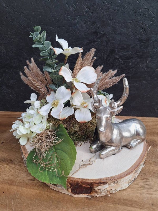 Boomschijf met bloemstul | Hert | Zilver | 2