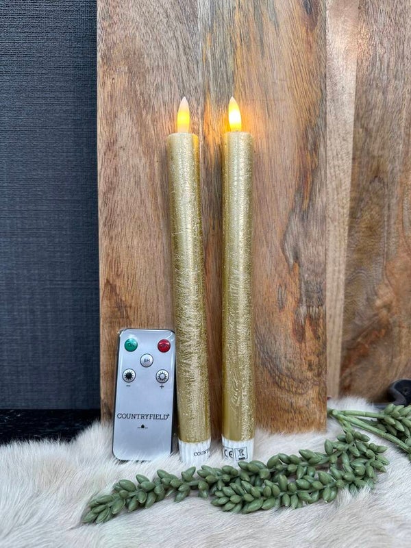 Countryfield Lange Dinerkaars rustiek LED goud.