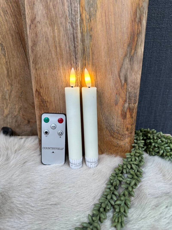 Countryfield korte 15cm Led Dinerkaars rustiek crème