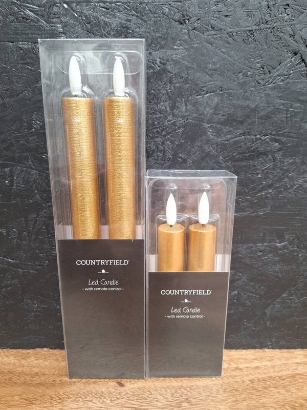 Countryfield Dinerkaars | Rustiek LED goud | Ø2.2x24 & 15 cm hoog