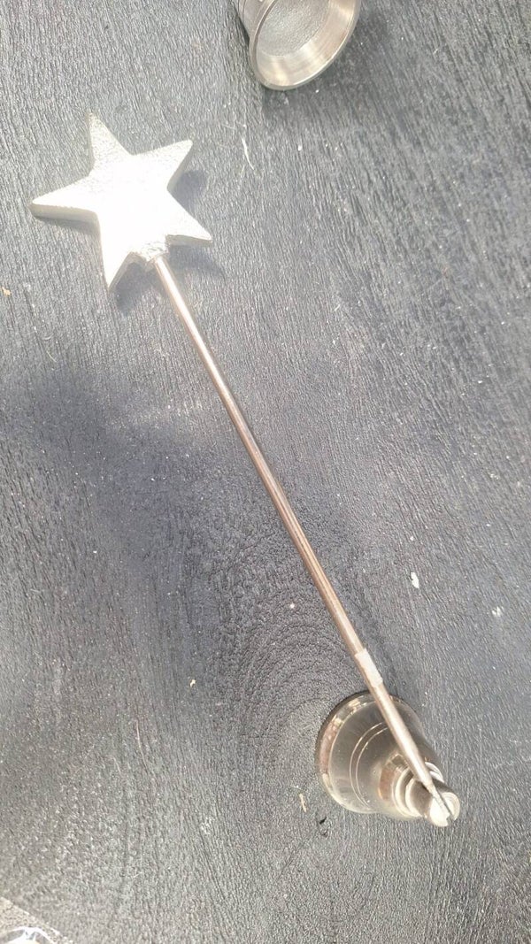 Kaarsendover zilver 5,5x26x4,5cm Ster