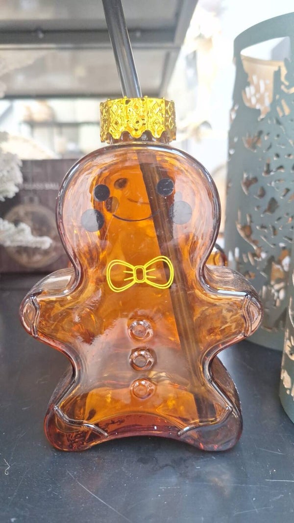 Beker met rietje gingerbread bruin 450ml
