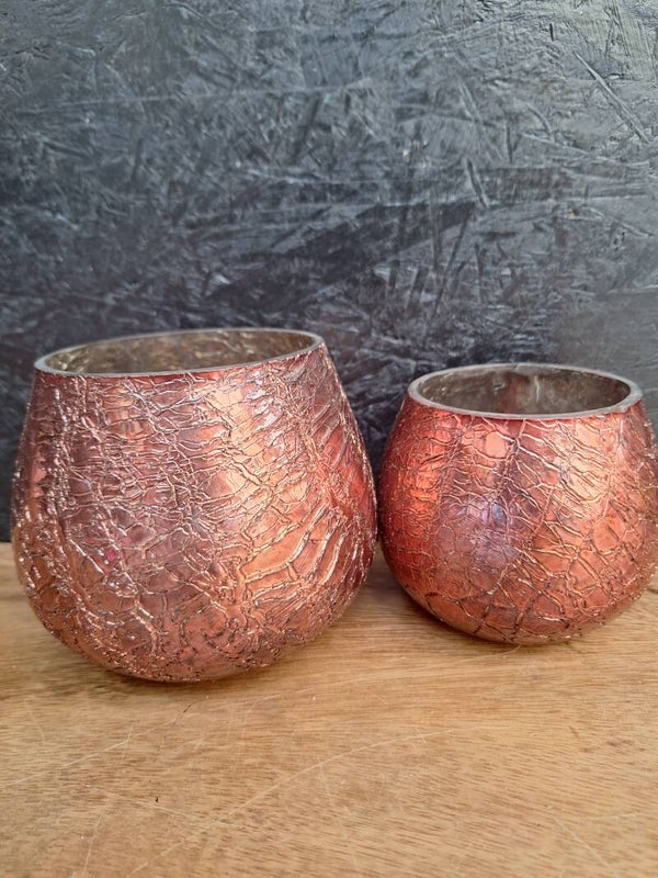 Thedelichthouder Glass Crackle Shiny BrownSilver