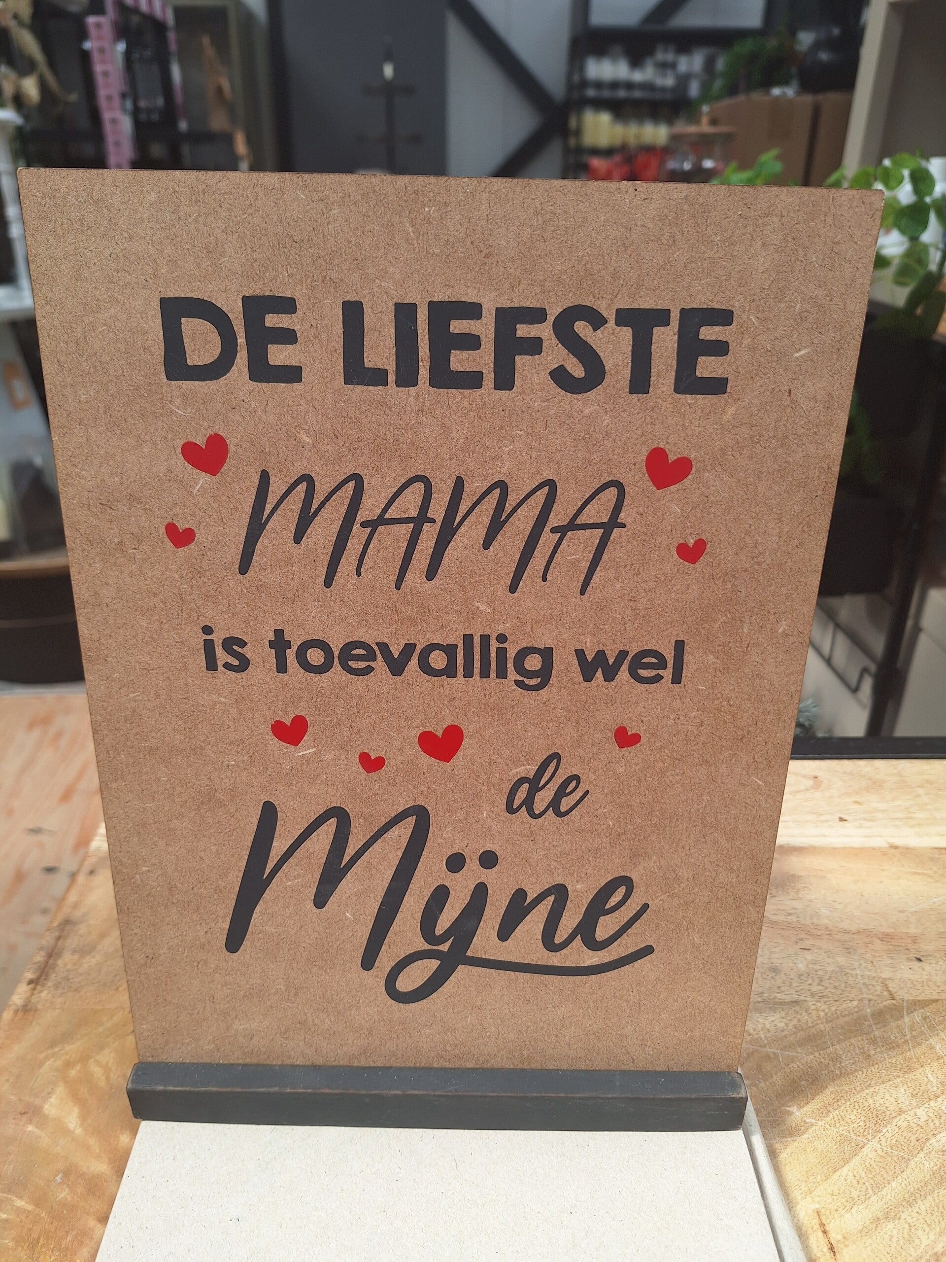 Tekstbord in standaard 30x21 cm Liefste mama nat/black