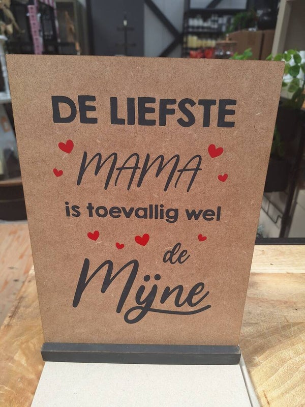Tekstbord in standaard 30x21 cm Liefste mama nat/black