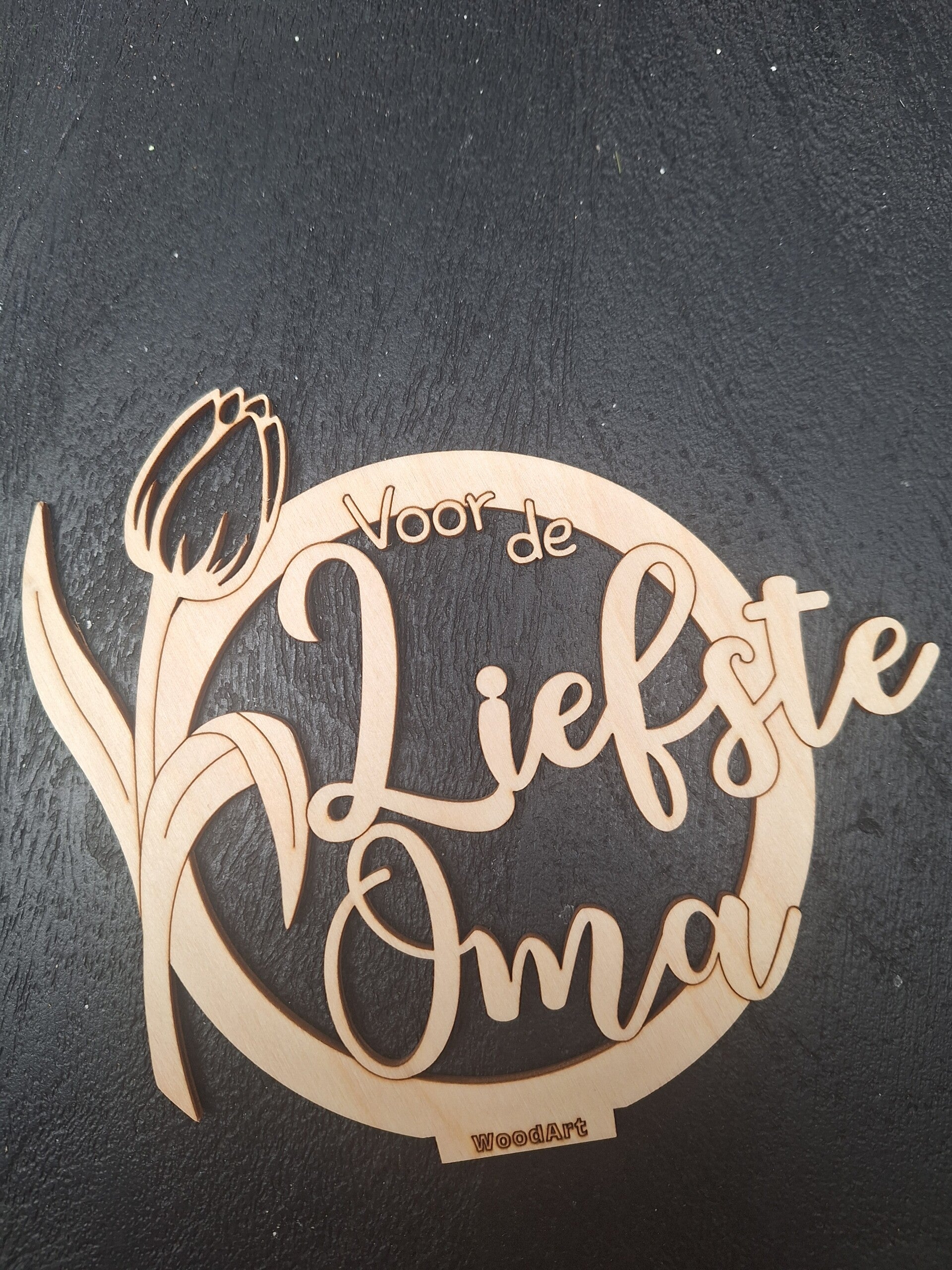 3D houten kaart op voet | Voor de liefste oma