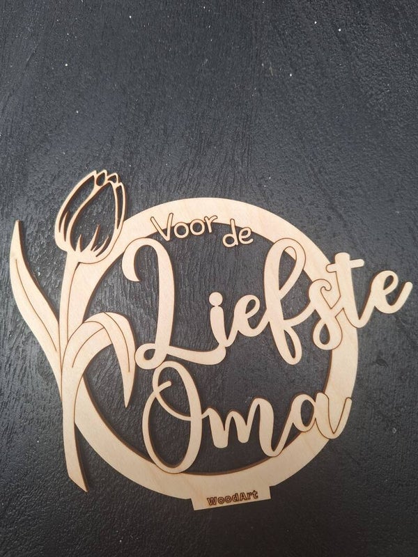 3D houten kaart op voet | Voor de liefste oma