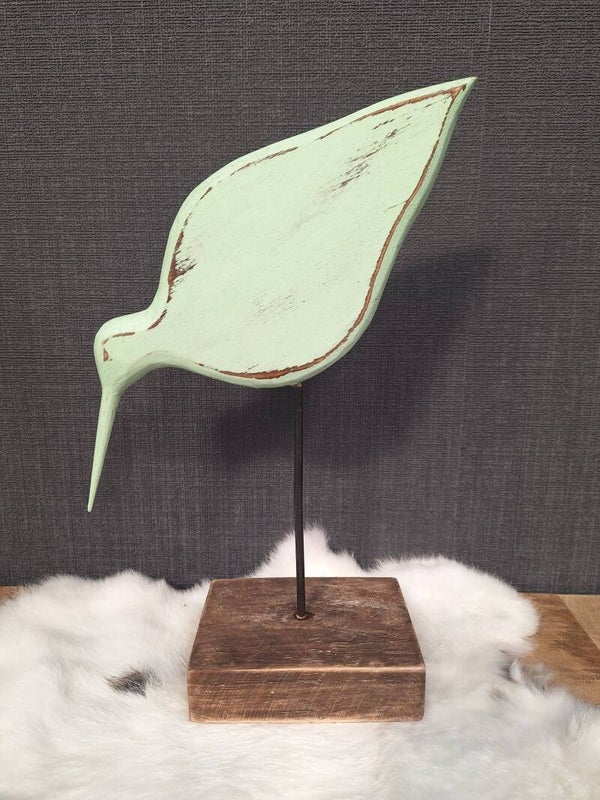 Vogel op standaard | Naturel groen