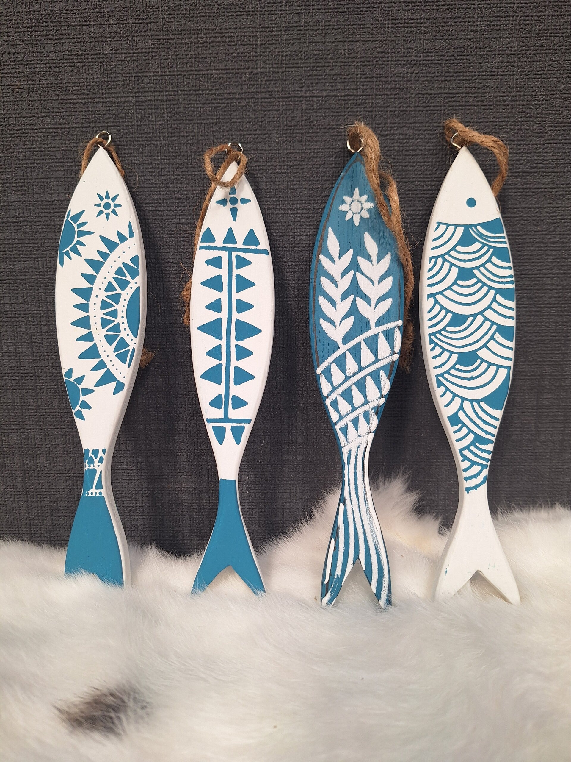 Vis hangend Assortie | Zee blauw / Wit