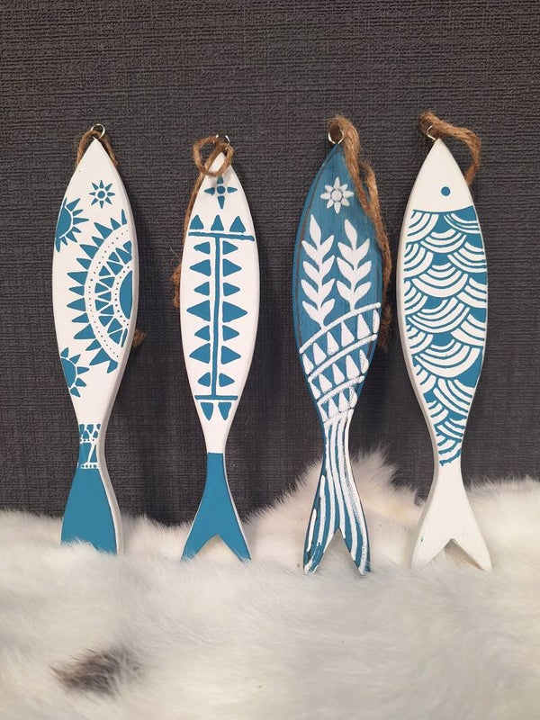 Vis hangend Assortie | Zee blauw / Wit