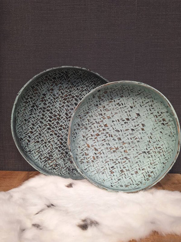Schaal rotan | Zee blauw | 2 Maten