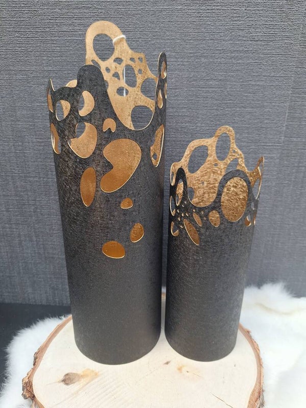 Windlichten set van 2 | Zwart of Crème
