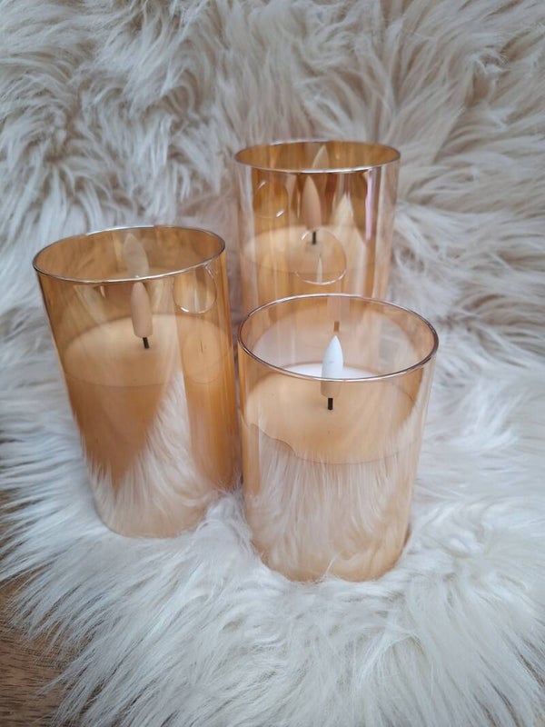 Led kaars | In glas | Goud | 3 maten |