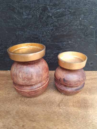 Theelichthouder | Donker bruin | 2 Maten