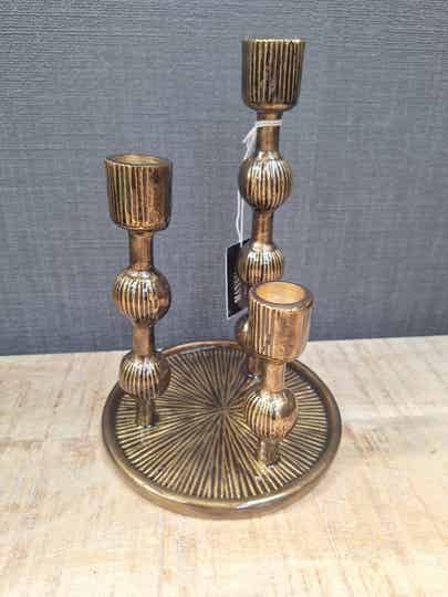 Kandelaar | Goud met zwart accent | voor 3 kaarsen