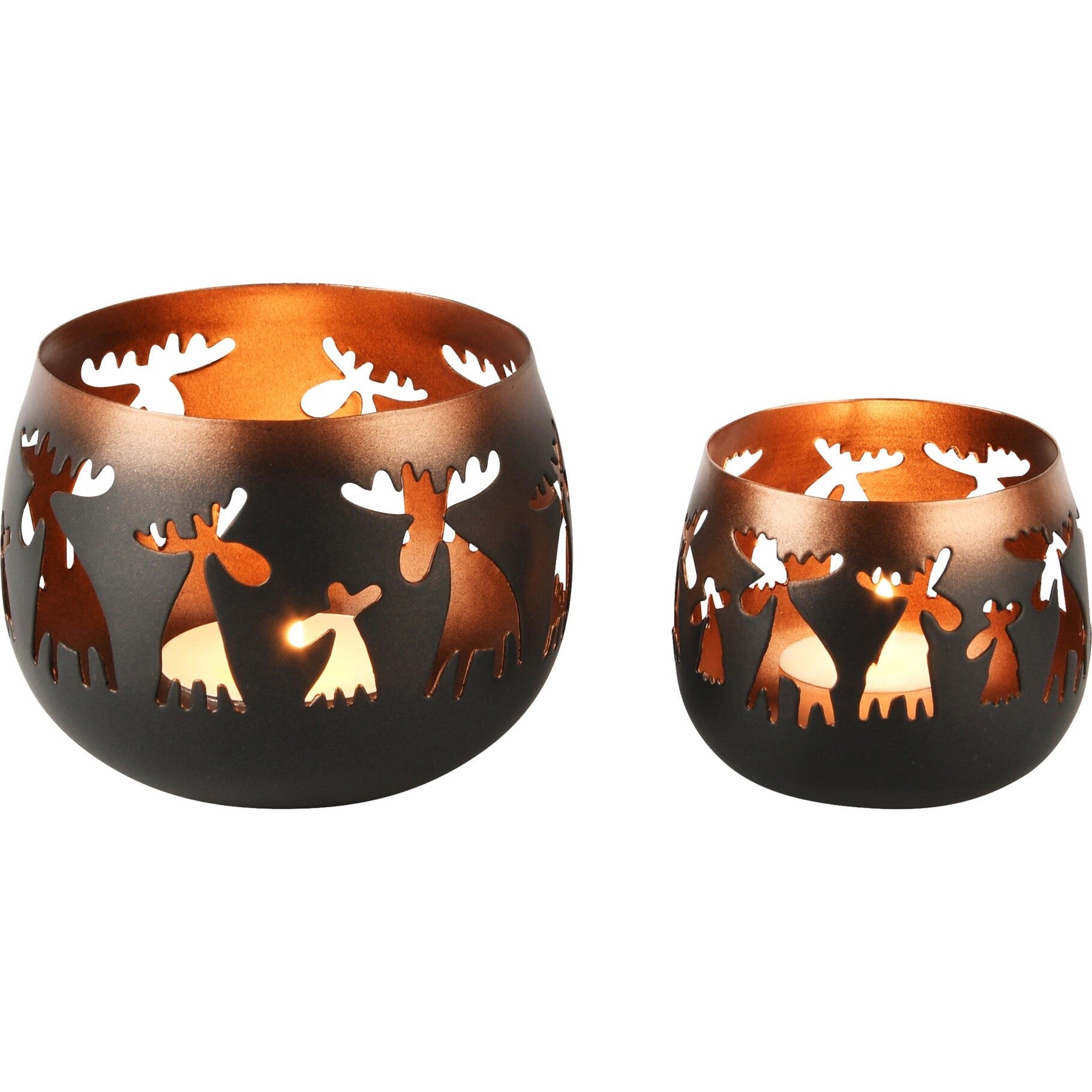 Theelichthouder Naive Deer | Zwart-koper | 2 Maten