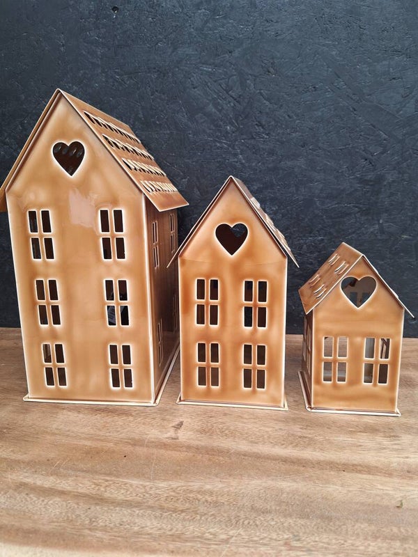 Birdhouses Enamal brown | 3 Maten