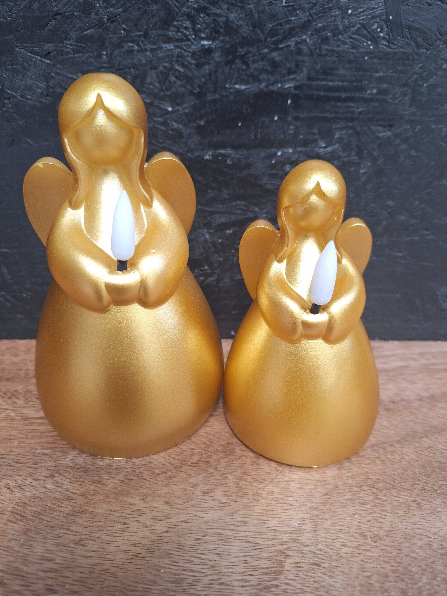 Engel kaars met led | 2 Maten | Goud