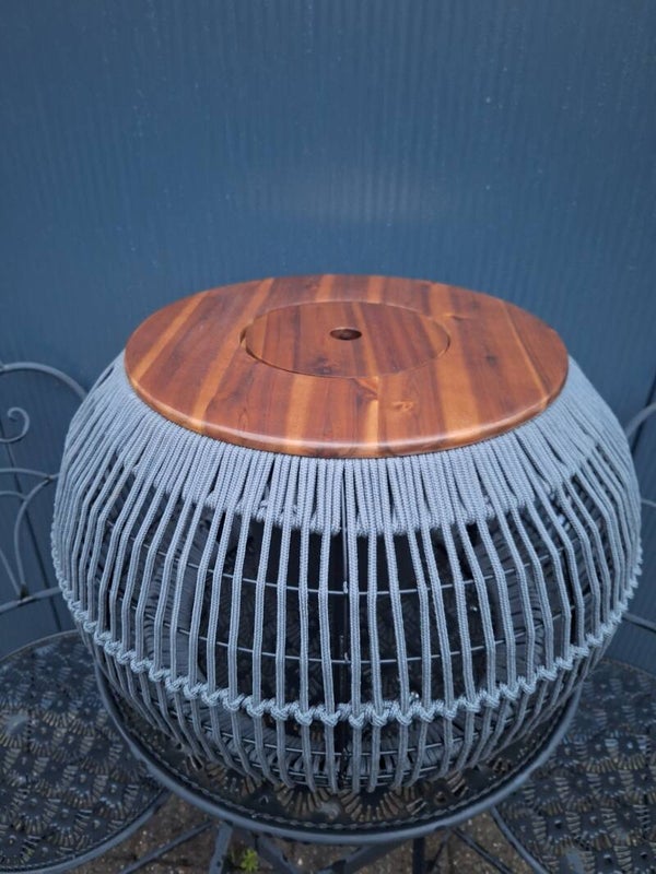 Bijzettafel Seville 58 cm Grijs – Buiten Tafel met Plantenbak/Flessenkoeler