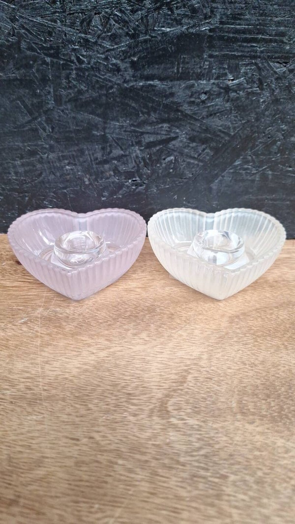 Kandelaar hart | Wit & Roze