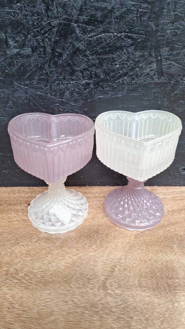 Theelichthouder hart 10x9x13 cm cm – Sfeervolle theelichthouders in wit & roze