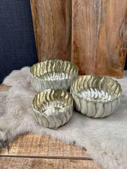 Waxine lichthouder Olivenza beige in 3 maten