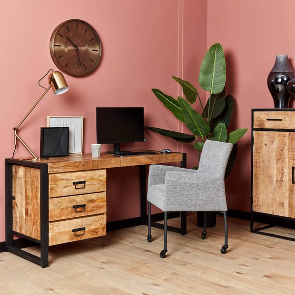 Bureau Boaz | Mangohout | Metaal | 3 lades