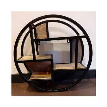 Metalen Wandrek Rond mangohout en metaal 48 cm
