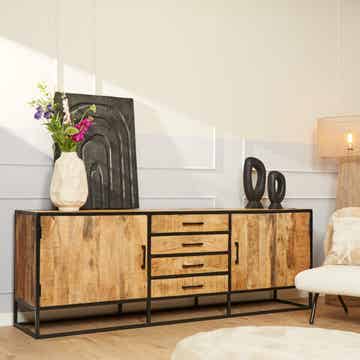 Dressoir Denver | Mangohout | Metaal  | 210cm