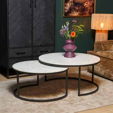 Salontafel Nova | Set van 2 | 70 cm | Wit marmer
