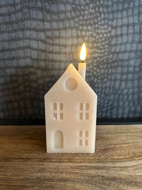 Huis | Led kaars | Countryfield | Beige-Grijs
