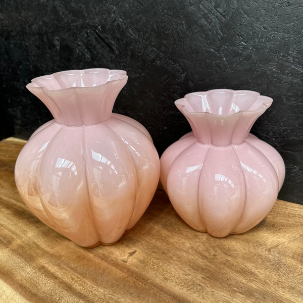 Glazen vaas pumpkin | Roze | 2 maten