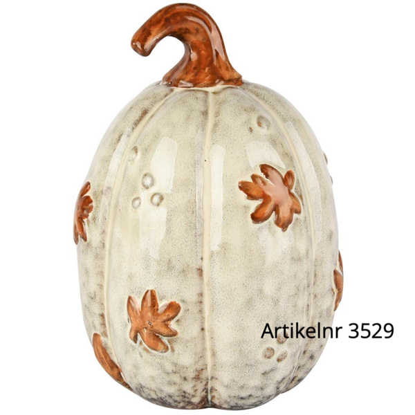 Decoratie pompoen | Poselein | Wit - Oranje | 2 Maten