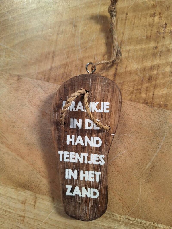 Slippertjes | Naturel | Met tekst