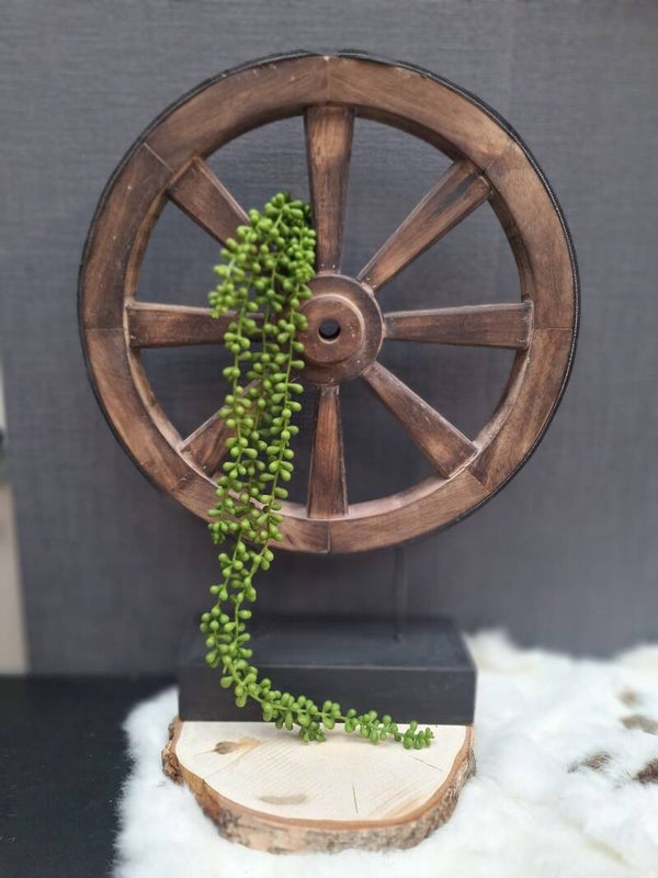 Wagenwiel op standaard naturel | Stoere landelijke decoratie