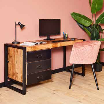 Bureau Boaz | Mangohout | Metaal | 3 lades